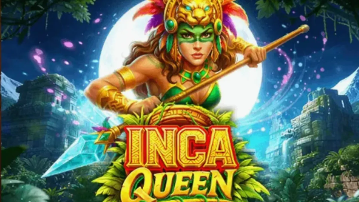 Interface do jogo de caça-níqueis Inca Queen com tema de civilização antiga