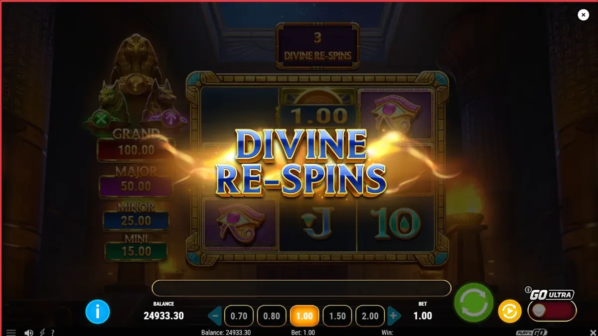 Visual imersivo e design de tumba egípcia no slot Temple of Three